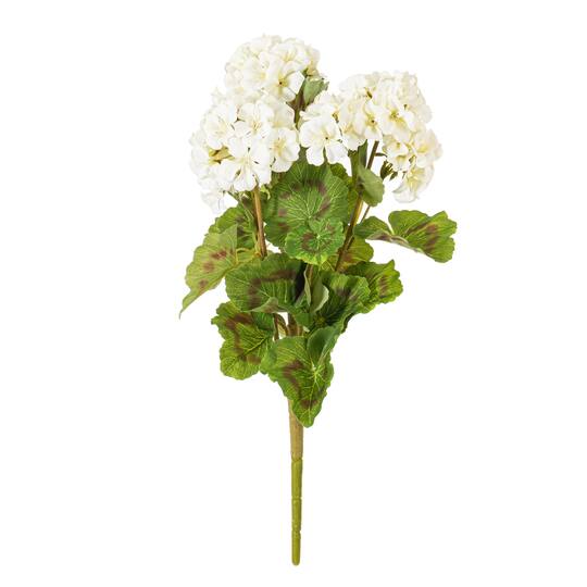 18" White Artificial Geranium Bush, 4ct.